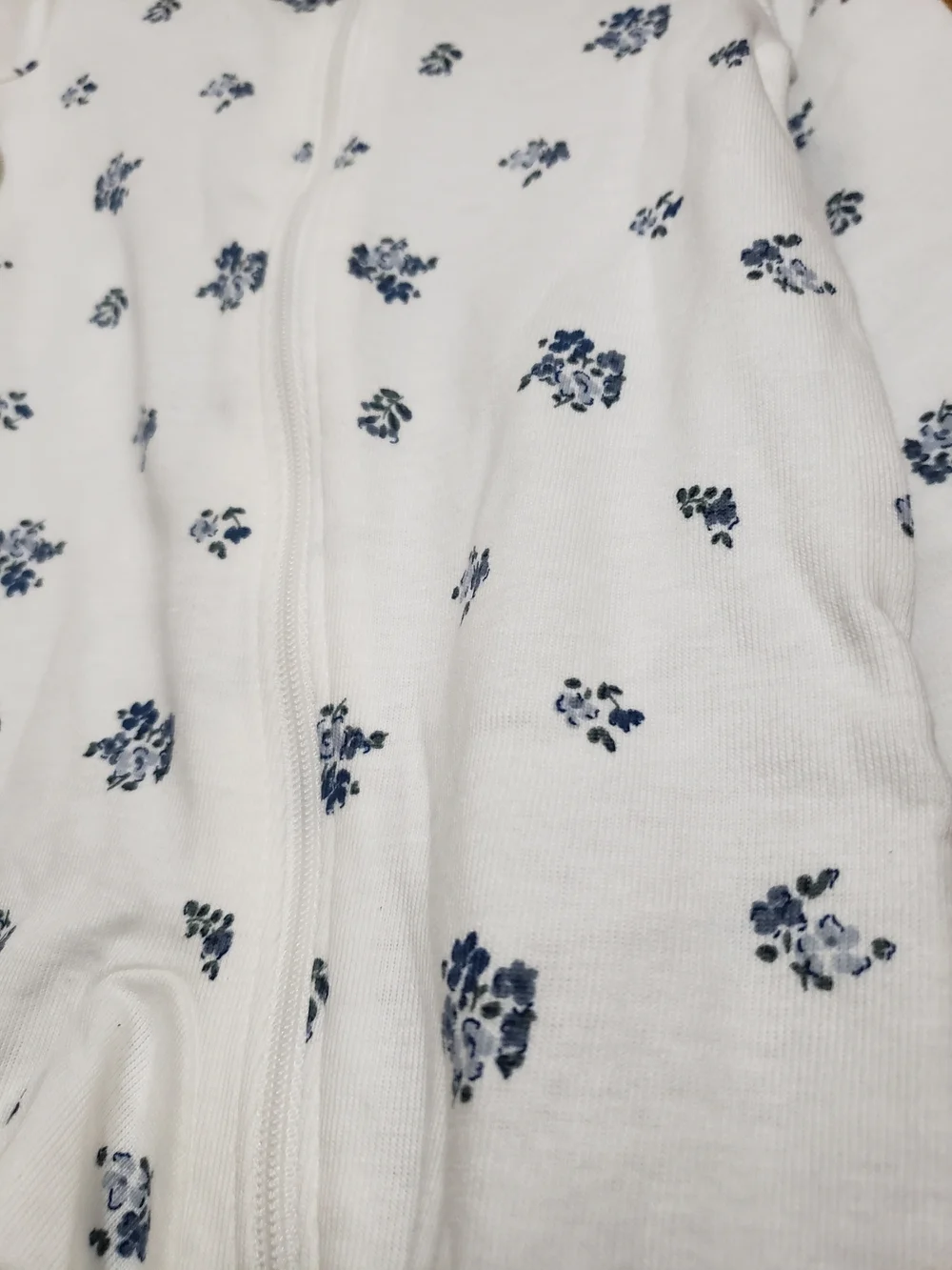 Carter's Light Blue And White Floral Footies